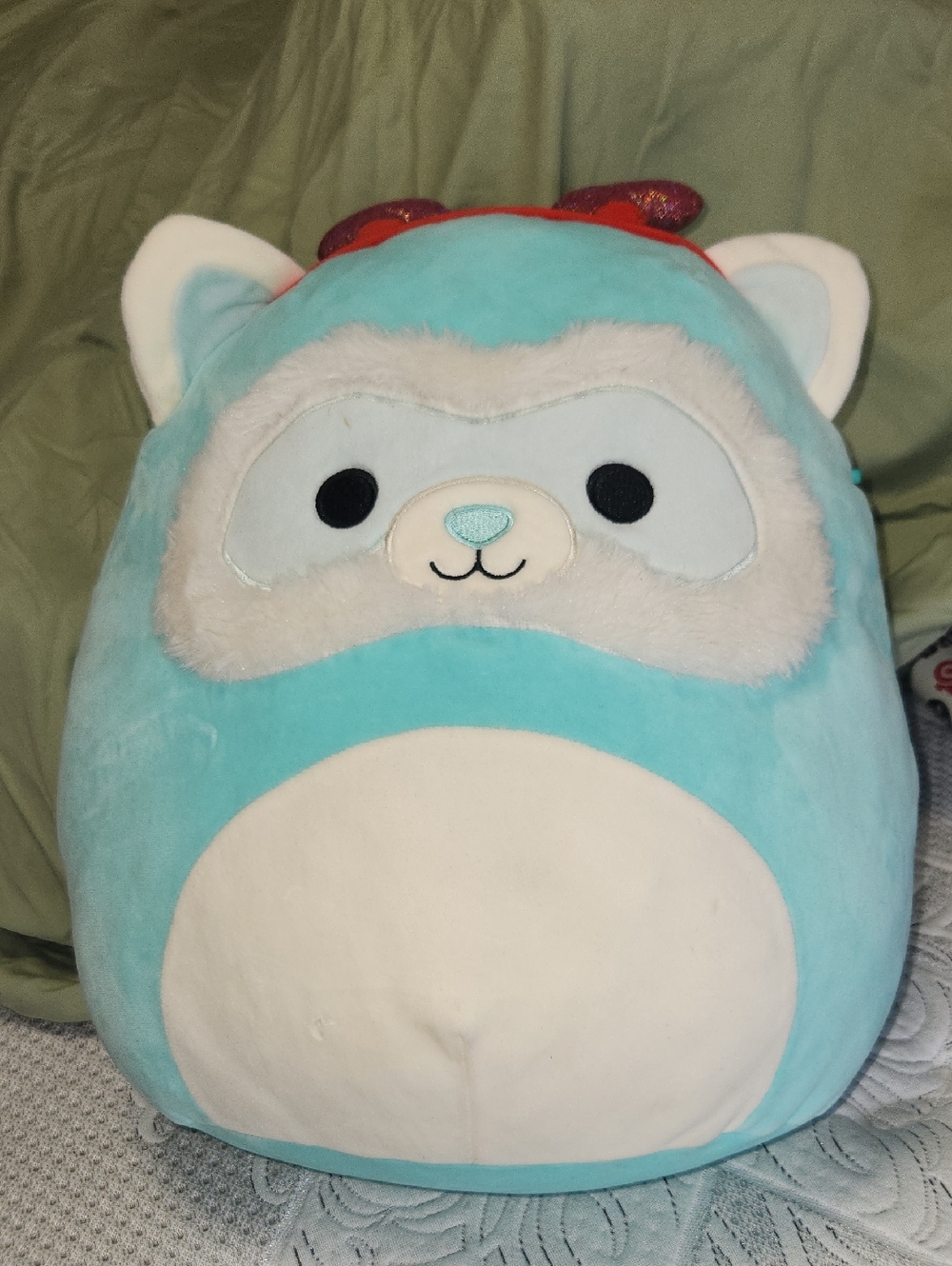 Squishmallows Turquoise and Cream Plush Pillow